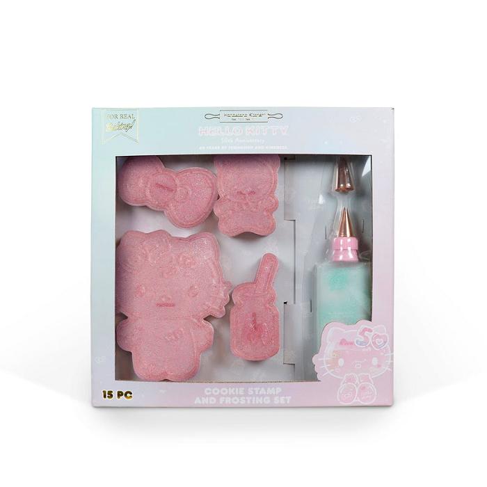 Hello Kitty Hello Kitty 50th Anniversary Cookie Stamp and Frosting Set Różowe | PL_HK63250