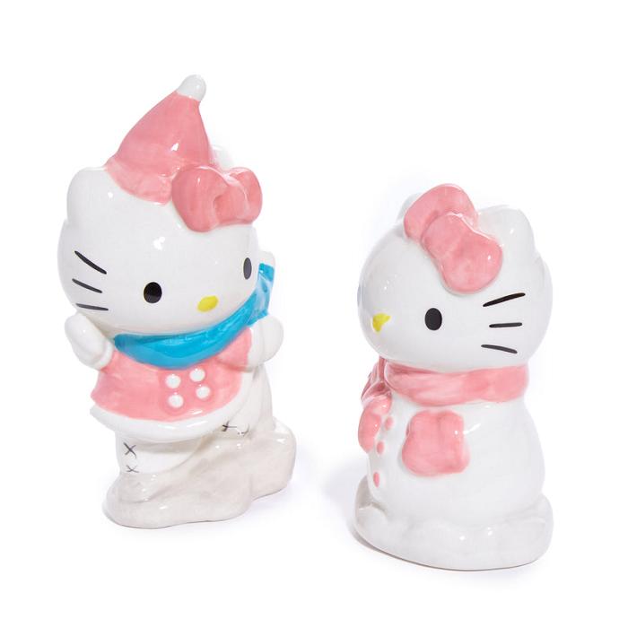 Hello Kitty Hello Kitty Ceramic Holiday Salt & Pepper Set (Snow Play) Różowe Niebieskie | PL_HK92876