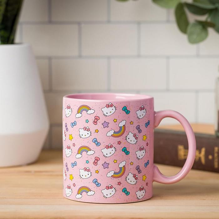 Hello Kitty Hello Kitty Ceramic Mug (Stars, Bows, & Rainbows) Różowe | PL_HK21573