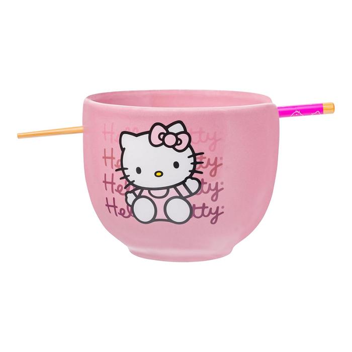 Hello Kitty Hello Kitty Ceramic Ramen Bowl and Chopstick Set (Pink Wave) Różowe | PL_HK57679