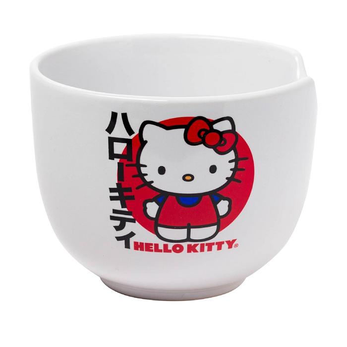 Hello Kitty Hello Kitty Ceramic Ramen Bowl and Chopstick Set (Japan Logo) Czerwone | PL_HK41396