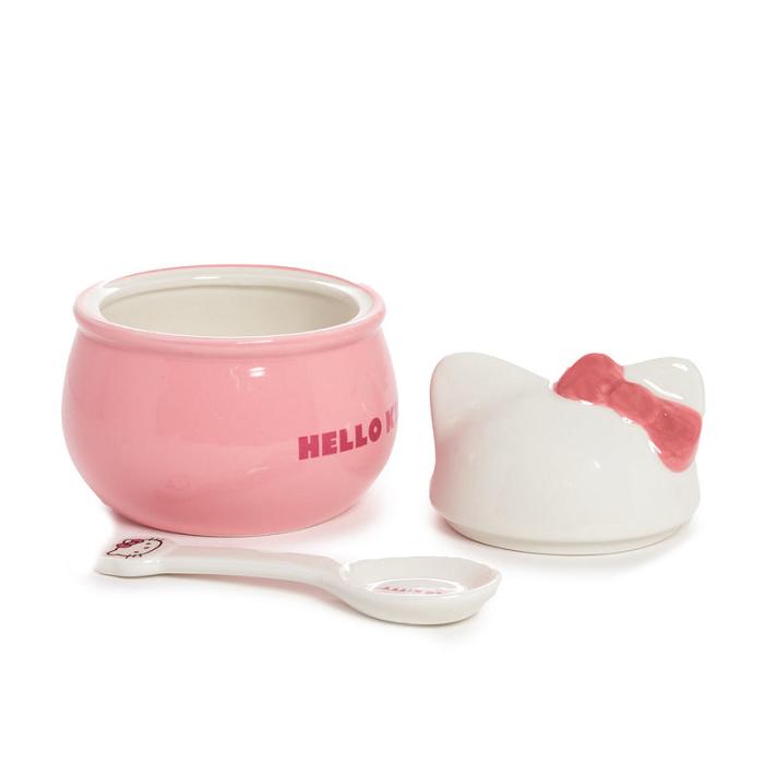 Hello Kitty Hello Kitty Ceramic Sculpted Bowl and Spoon Set Różowe | PL_HK77641