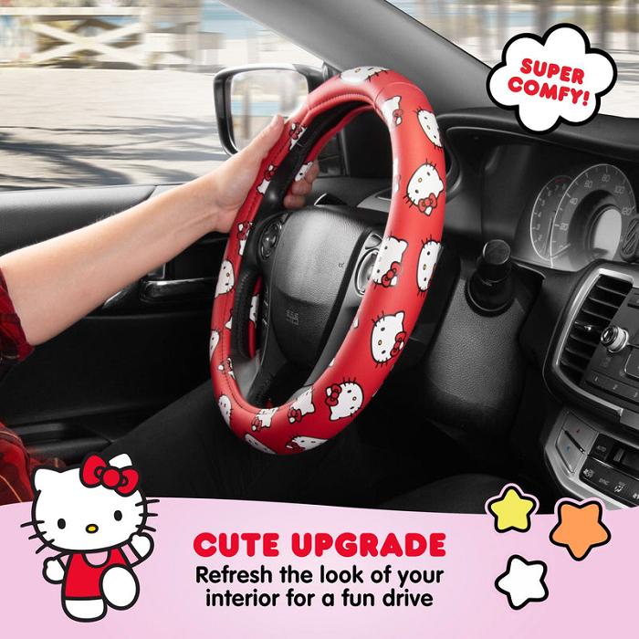 Hello Kitty Hello Kitty Classic Red Steering Wheel Cover Czerwone | PL_HK36995