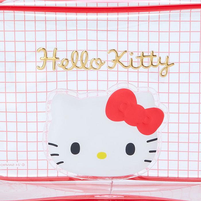 Hello Kitty Hello Kitty Clear Grid Zipper Pouch Czerwone | PL_HK63021