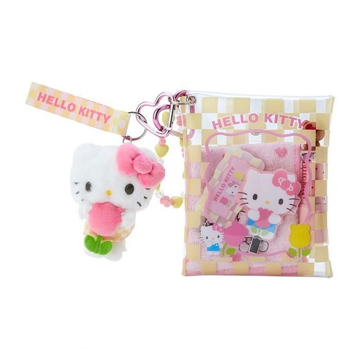 Hello Kitty Hello Kitty Clear Snap Mini Pouch (Pastel Check Series) Żółte | PL_HK75759