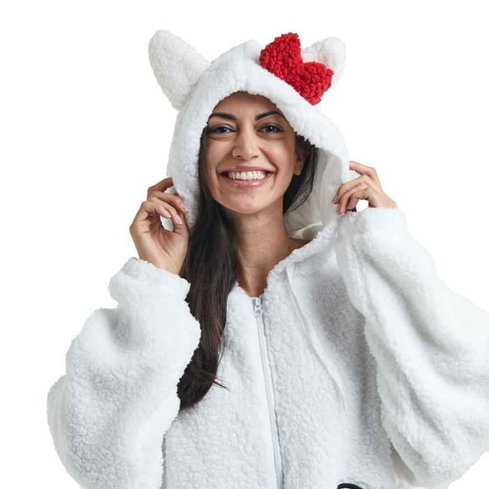 Hello Kitty Hello Kitty Cozy Sherpa Zip Lounge Hoodie Białe | PL_HK38075