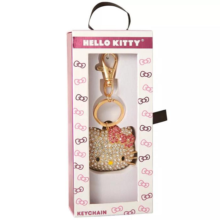 Hello Kitty Hello Kitty Face Pave 3D Bling Keychain Złote | PL_HK25218