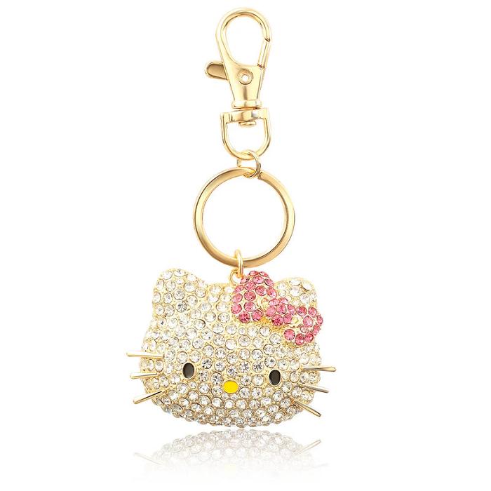 Hello Kitty Hello Kitty Face Pave 3D Bling Keychain Złote | PL_HK25218