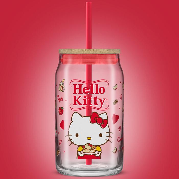 Hello Kitty Hello Kitty Favorite Flavor Lidded Glass Tumbler Białe | PL_HK50983