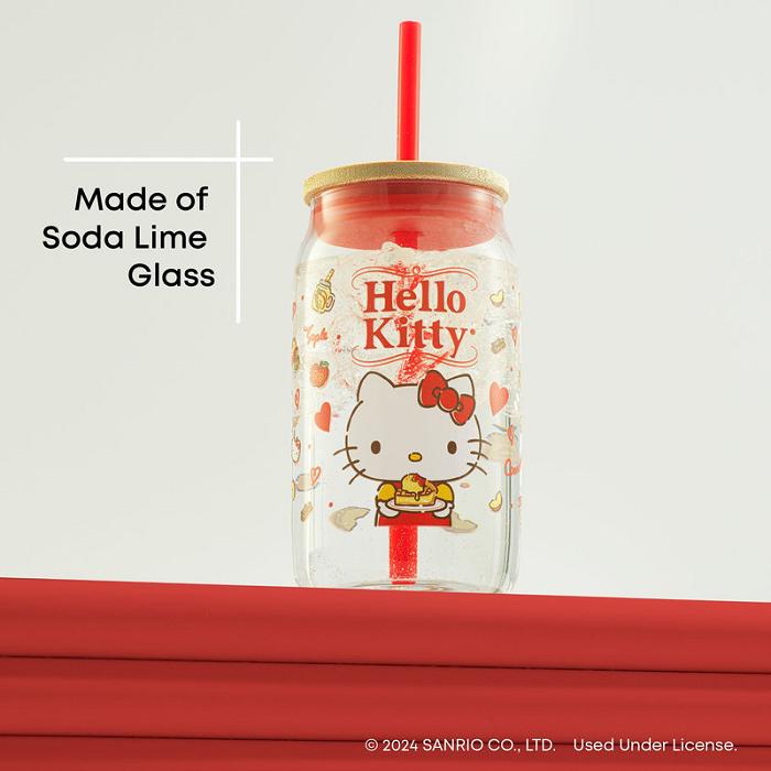 Hello Kitty Hello Kitty Favorite Flavor Lidded Glass Tumbler Białe | PL_HK50983