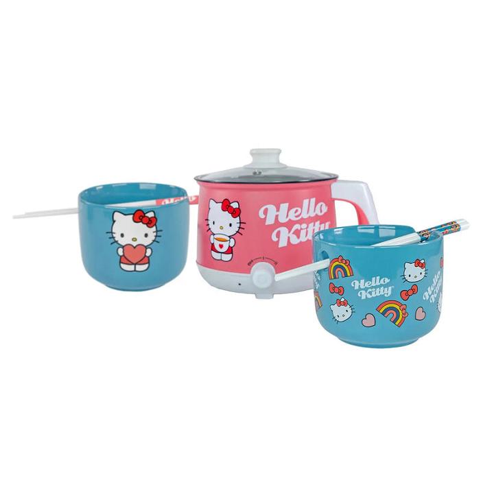 Hello Kitty Hello Kitty Hot Pot with Ramen Bowls Set Różowe Niebieskie | PL_HK13107