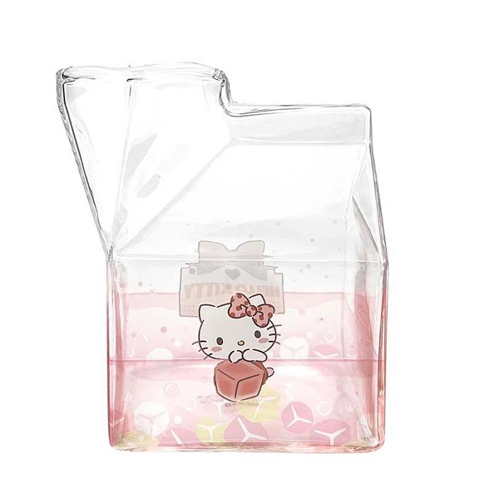 Hello Kitty Hello Kitty Kawaii Glass Milk Carton Cup Różowe | PL_HK58735