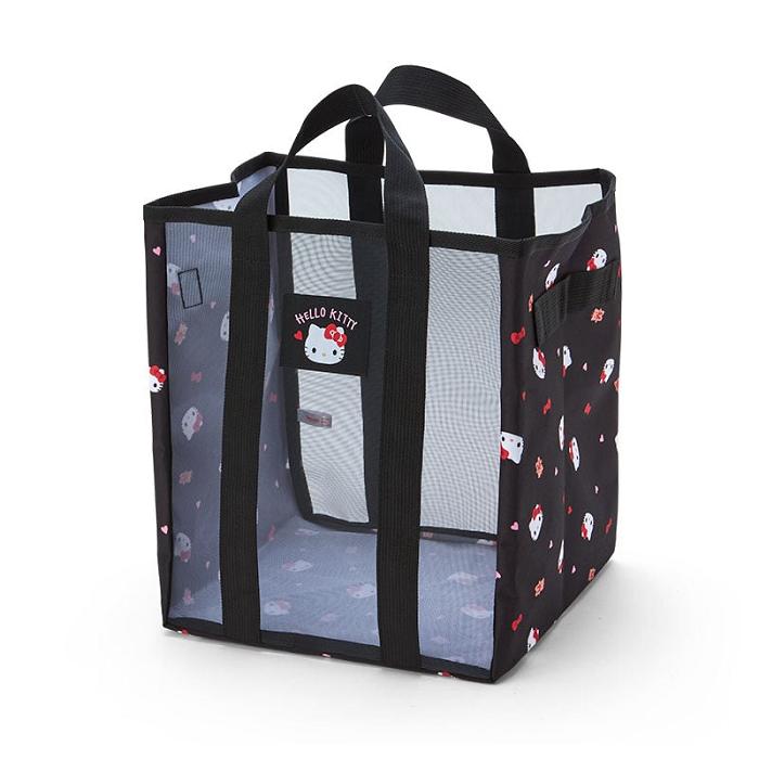 Hello Kitty Hello Kitty Mesh Storage Tote (Medium) Czarne | PL_HK91043