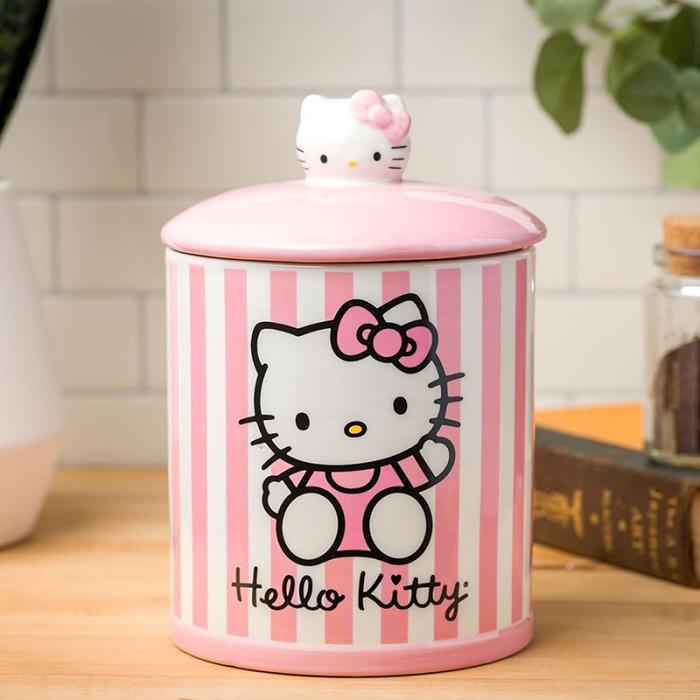 Hello Kitty Hello Kitty Pink Stripe Ceramic Storage Jar Różowe | PL_HK46533