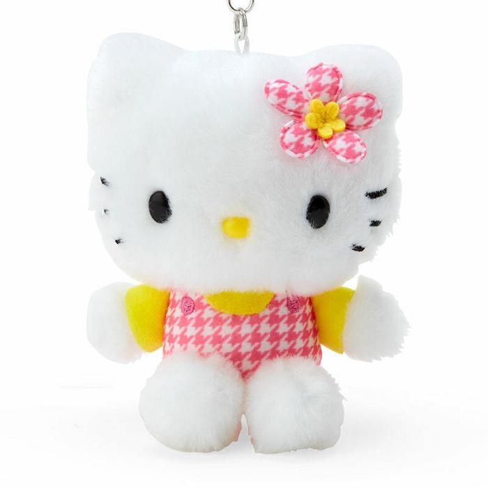 Hello Kitty Hello Kitty Plush Mascot Keychain (Floral Houndstooth Series) Białe | PL_HK48642