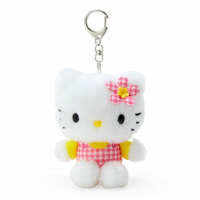 Hello Kitty Hello Kitty Plush Mascot Keychain (Floral Houndstooth Series) Białe | PL_HK48642