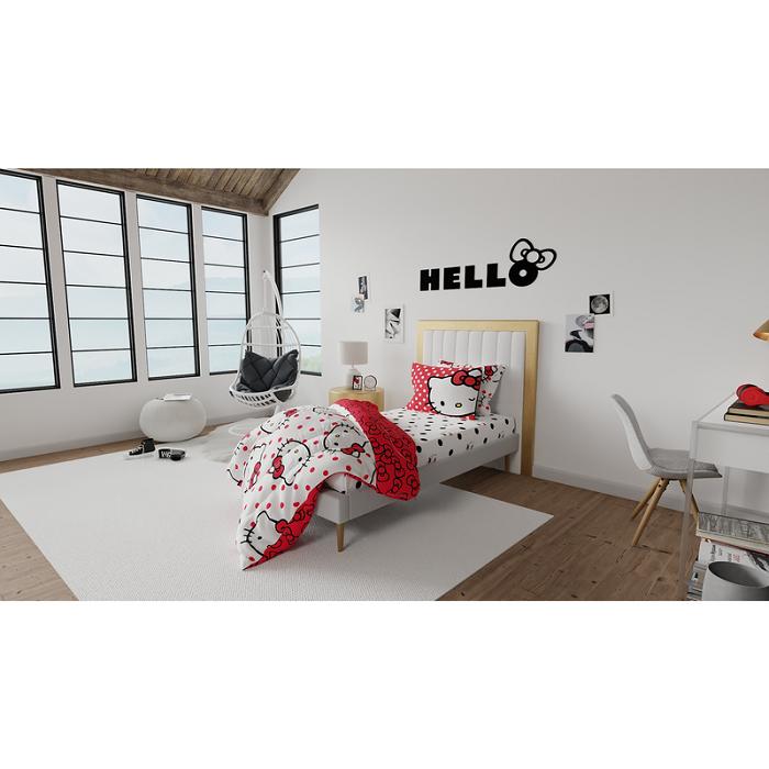 Hello Kitty Hello Kitty Polka Dot Party Bedding Set Czarne Białe | PL_HK62203