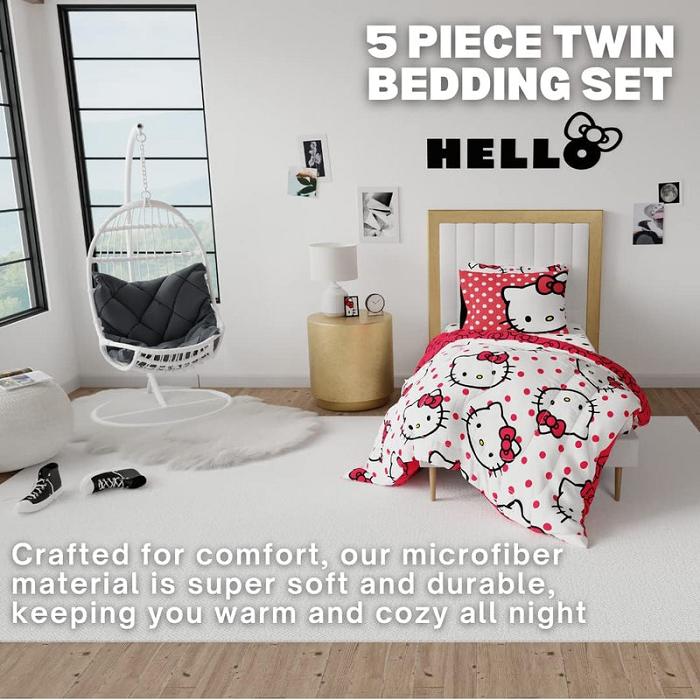 Hello Kitty Hello Kitty Polka Dot Party Bedding Set Czerwone | PL_HK37801