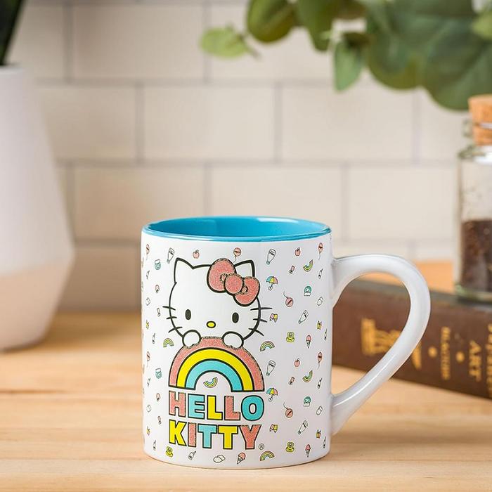 Hello Kitty Hello Kitty Rainbow Glitter Ceramic Mug Niebieskie | PL_HK15060