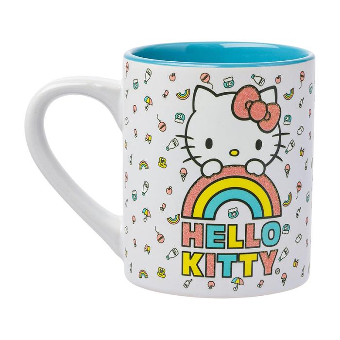 Hello Kitty Hello Kitty Rainbow Glitter Ceramic Mug Niebieskie | PL_HK15060