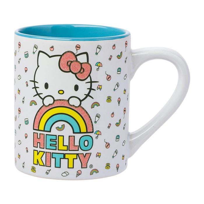 Hello Kitty Hello Kitty Rainbow Glitter Ceramic Mug Niebieskie | PL_HK15060