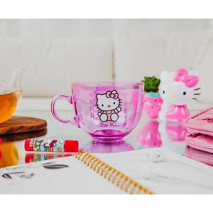 Hello Kitty Hello Kitty Signature Pink Glass Mug Różowe | PL_HK72223