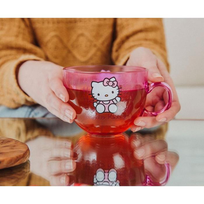 Hello Kitty Hello Kitty Signature Pink Glass Mug Różowe | PL_HK72223