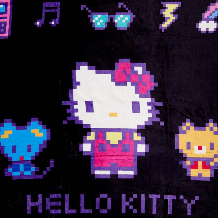 Hello Kitty Hello Kitty Throw Blanket (Retro Pixel Series) Czarne | PL_HK95433