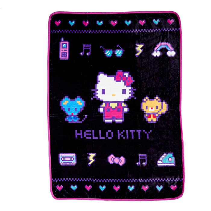 Hello Kitty Hello Kitty Throw Blanket (Retro Pixel Series) Czarne | PL_HK95433