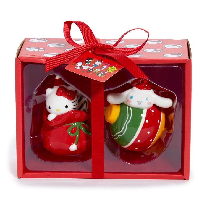 Hello Kitty Hello Kitty and Cinnamoroll 2-pc Holiday Ceramic Ornament Set (Red) Czerwone Zielone | PL_HK37479