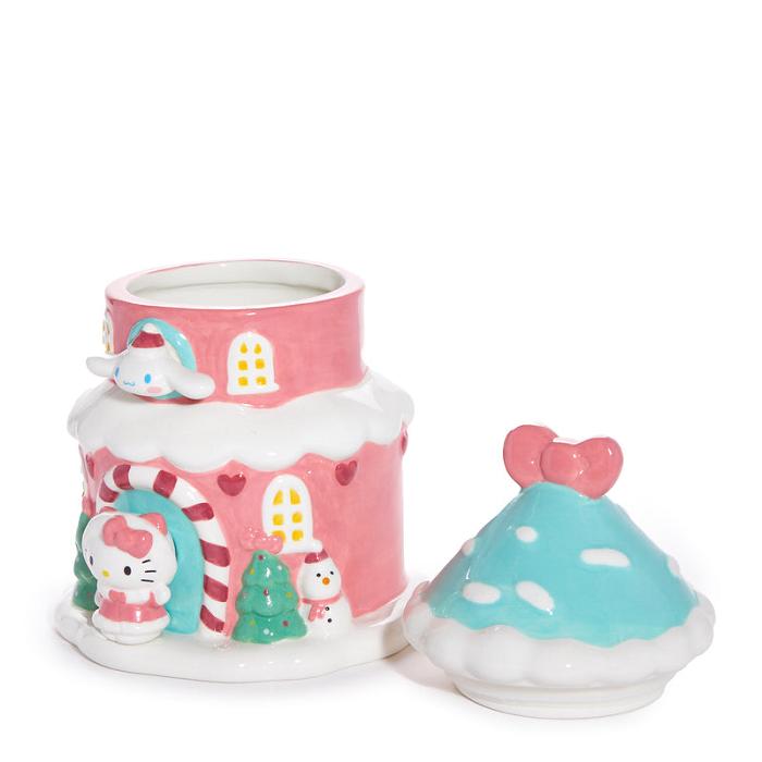 Hello Kitty Hello Kitty and Cinnamoroll Ceramic Holiday Cottage Cookie Jar Różowe Niebieskie | PL_HK41082