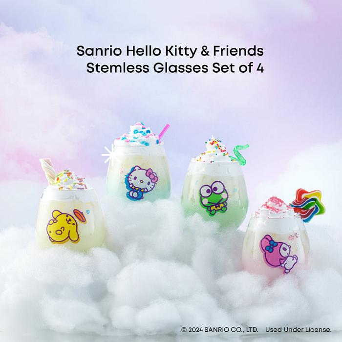 Hello Kitty Hello Kitty and Friends Above the Clouds Stemless Glasses (Set of 4) Kolorowe | PL_HK48006