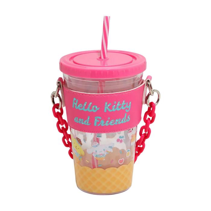 Hello Kitty Hello Kitty and Friends Acrylic Travel Tumbler With Chain Holder Różowe | PL_HK33651