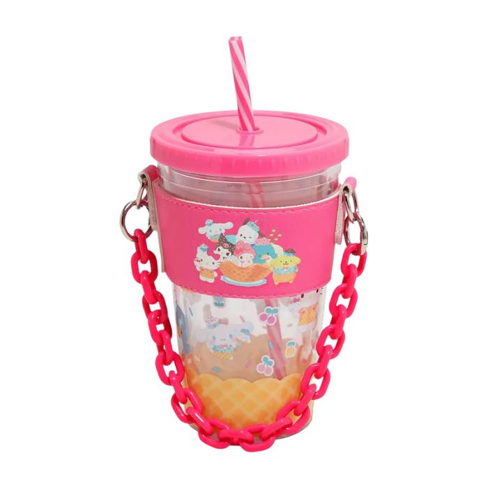 Hello Kitty Hello Kitty and Friends Acrylic Travel Tumbler With Chain Holder Różowe | PL_HK33651