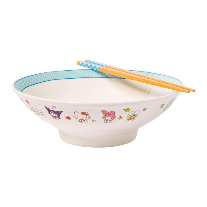 Hello Kitty Hello Kitty and Friends Ceramic Noodle Bowl and Chopstick Set (Lunch Friends) Białe | PL_HK46381