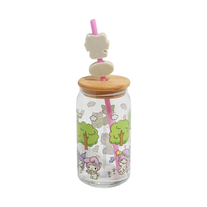 Hello Kitty Hello Kitty and Friends Flower Crowns Bamboo Lidded Glass Tumbler Kolorowe | PL_HK67287