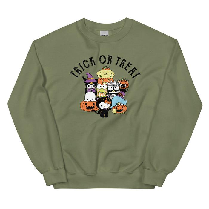 Hello Kitty Hello Kitty and Friends Trick or Treat Classic Crewneck Szare Zielone | PL_HK10109