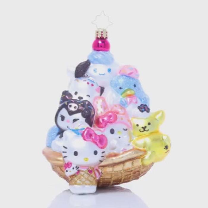 Hello Kitty Hello Kitty and Friends x Christopher Radko Handmade Glass Ornament (Ice Cream Parlor) Kolorowe | PL_HK58796