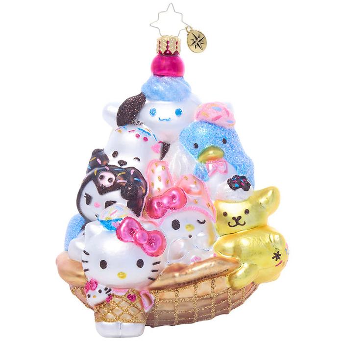 Hello Kitty Hello Kitty and Friends x Christopher Radko Handmade Glass Ornament (Ice Cream Parlor) Kolorowe | PL_HK58796