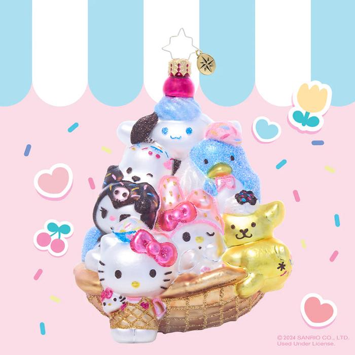 Hello Kitty Hello Kitty and Friends x Christopher Radko Handmade Glass Ornament (Ice Cream Parlor) Kolorowe | PL_HK58796