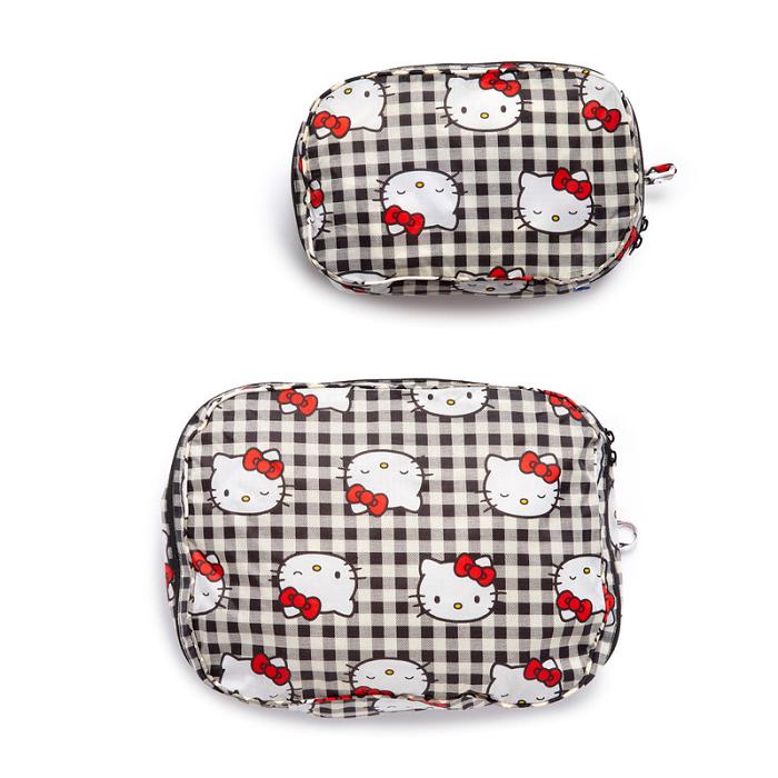 Hello Kitty Hello Kitty x Baggu 50th Anniversary Packing Cube Set (Black Gingham) Czarne | PL_HK74131