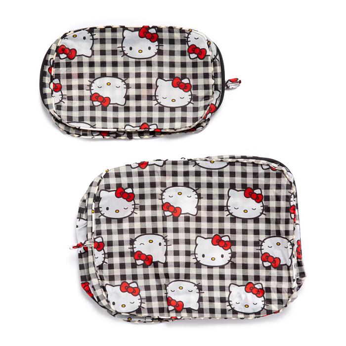 Hello Kitty Hello Kitty x Baggu 50th Anniversary Packing Cube Set (Black Gingham) Czarne | PL_HK74131