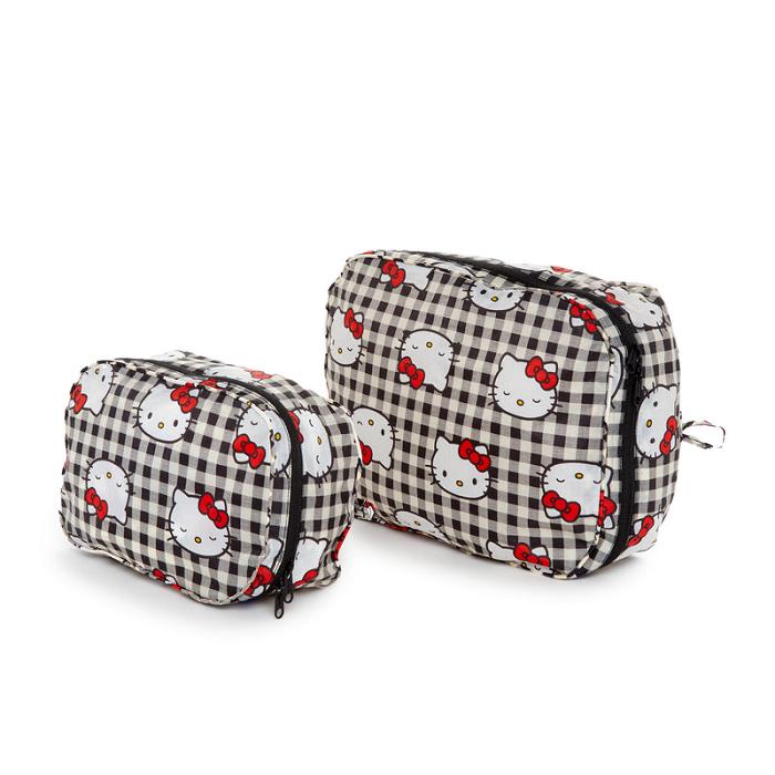 Hello Kitty Hello Kitty x Baggu 50th Anniversary Packing Cube Set (Black Gingham) Czarne | PL_HK74131