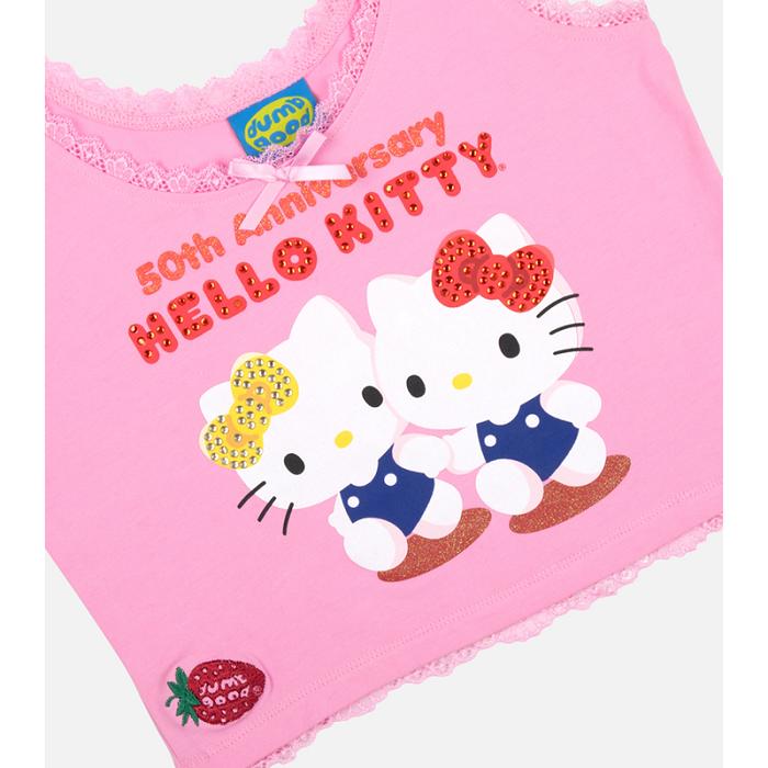 Hello Kitty Hello Kitty x Dumbgood Lace Cropped Tank (50th Anniv.) Różowe | PL_HK31827