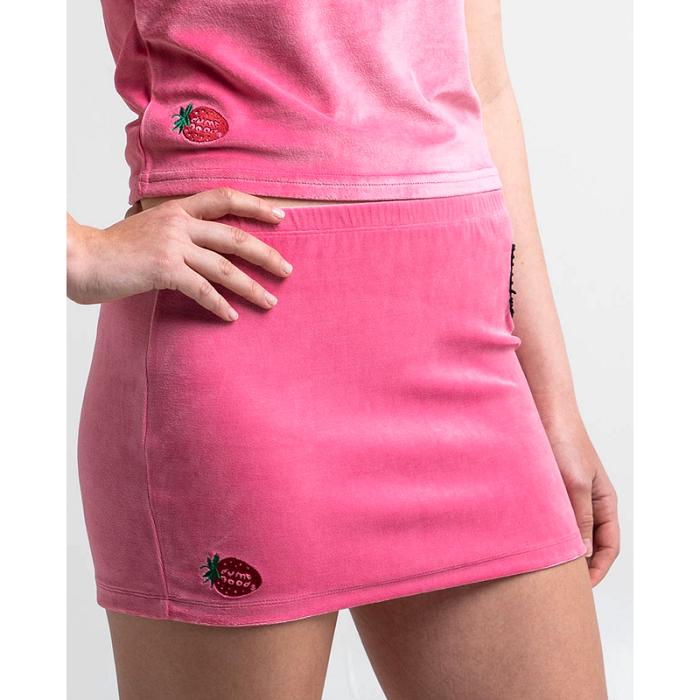 Hello Kitty Hello Kitty x Dumbgood Pink Velour Mini Skirt (50th Anniv.) Różowe | PL_HK43647