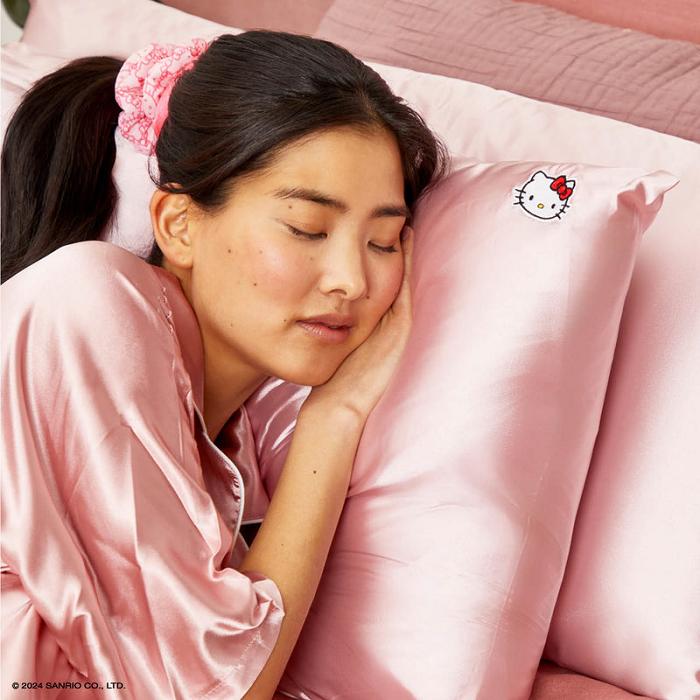 Hello Kitty Hello Kitty x Kitsch Face Pillowcase (Solid Pink) Różowe | PL_HK57408