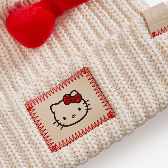 Hello Kitty Hello Kitty x Love Your Melon Pom Beanie (Kids) Białe | PL_HK78666