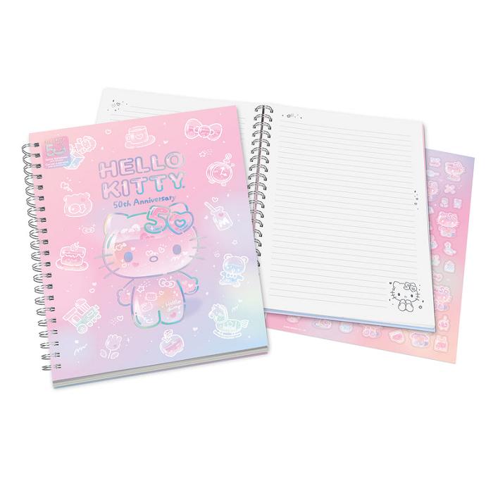 Hello Kitty Hello Kitty x Studio Oh! 50th Anniversary Extra-Large Spiral Notebook & Sticker Sheet Różowe | PL_HK84311