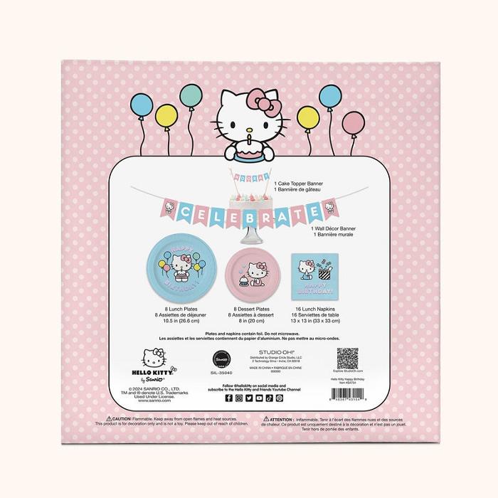 Hello Kitty Hello Kitty x Studio Oh! Happy Birthday Paper Party Pack Różowe | PL_HK32481