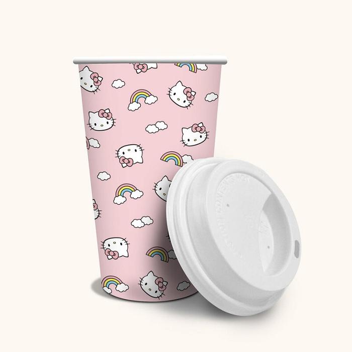 Hello Kitty Hello Kitty x Studio Oh! Rainbow Skies Paper Hot Cups Różowe | PL_HK30683